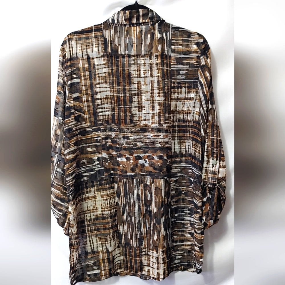 Ruby Rd Sheer Button Up Shirt   Size 10 - Picture 3 of 5